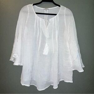 Jodifl White Poncho Top BOHO Shirt lightweight size Medium M